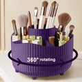 Organizador de maquillaje giratorio de 360°, soporte para maquillaje, almacenamiento de cosméticos con 5 compartimentos, soporte multifuncional para brochas y bolígrafos