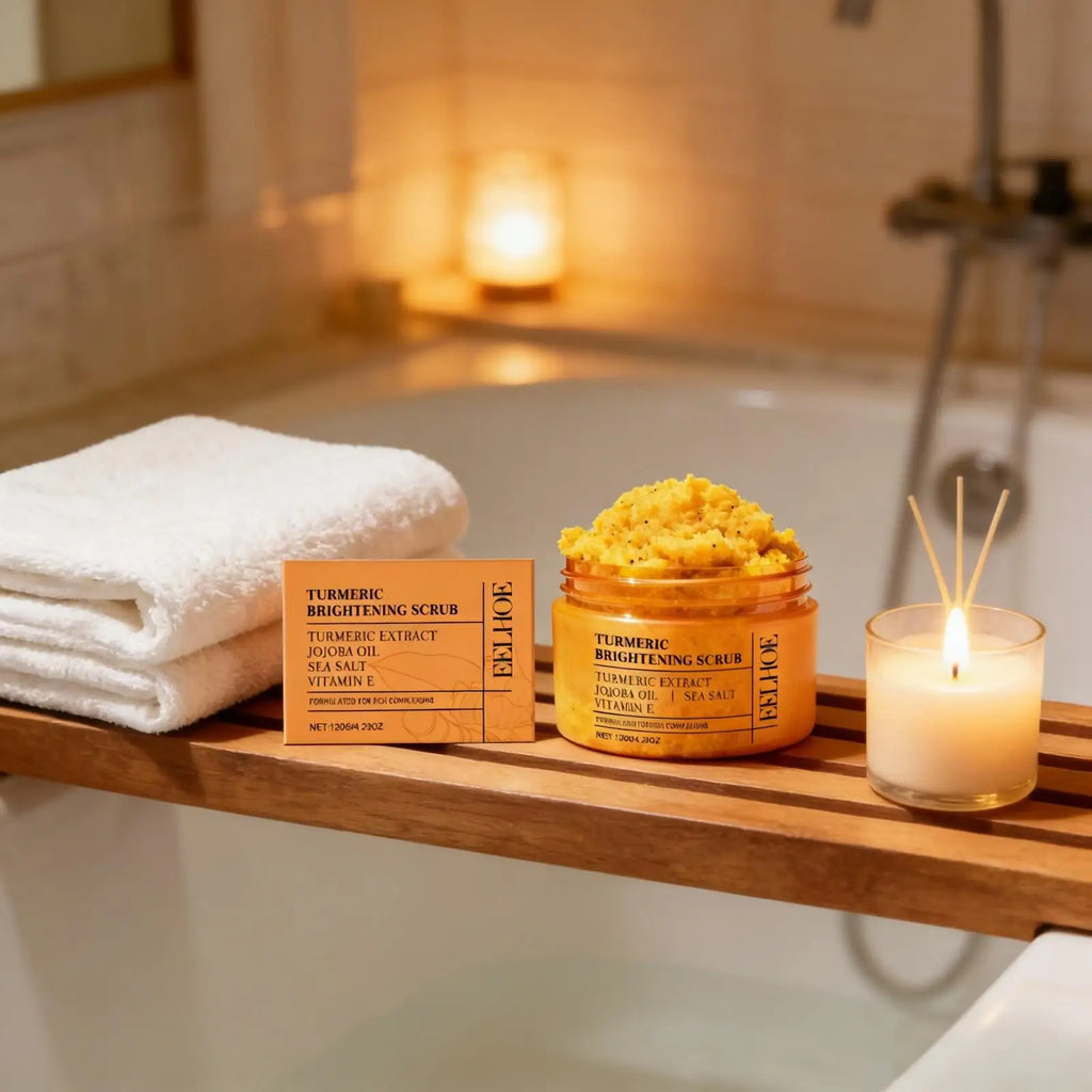Exfoliante de cúrcuma EELHOE para aclarar la piel, productos iluminadores, limpieza corporal completa, eliminador de piel muerta, exfoliante de sal marina suavizante