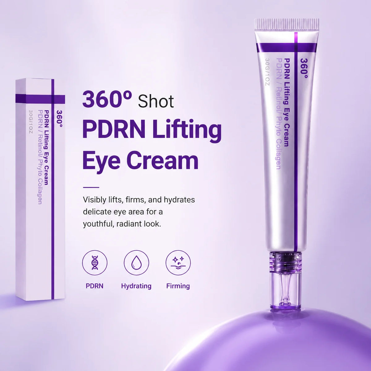 Crema de ojos coreana Shot PDRN con retinol y colágeno, combate arrugas, ojeras, alisa bolsas bajo los ojos, reafirma y levanta el contorno de ojos