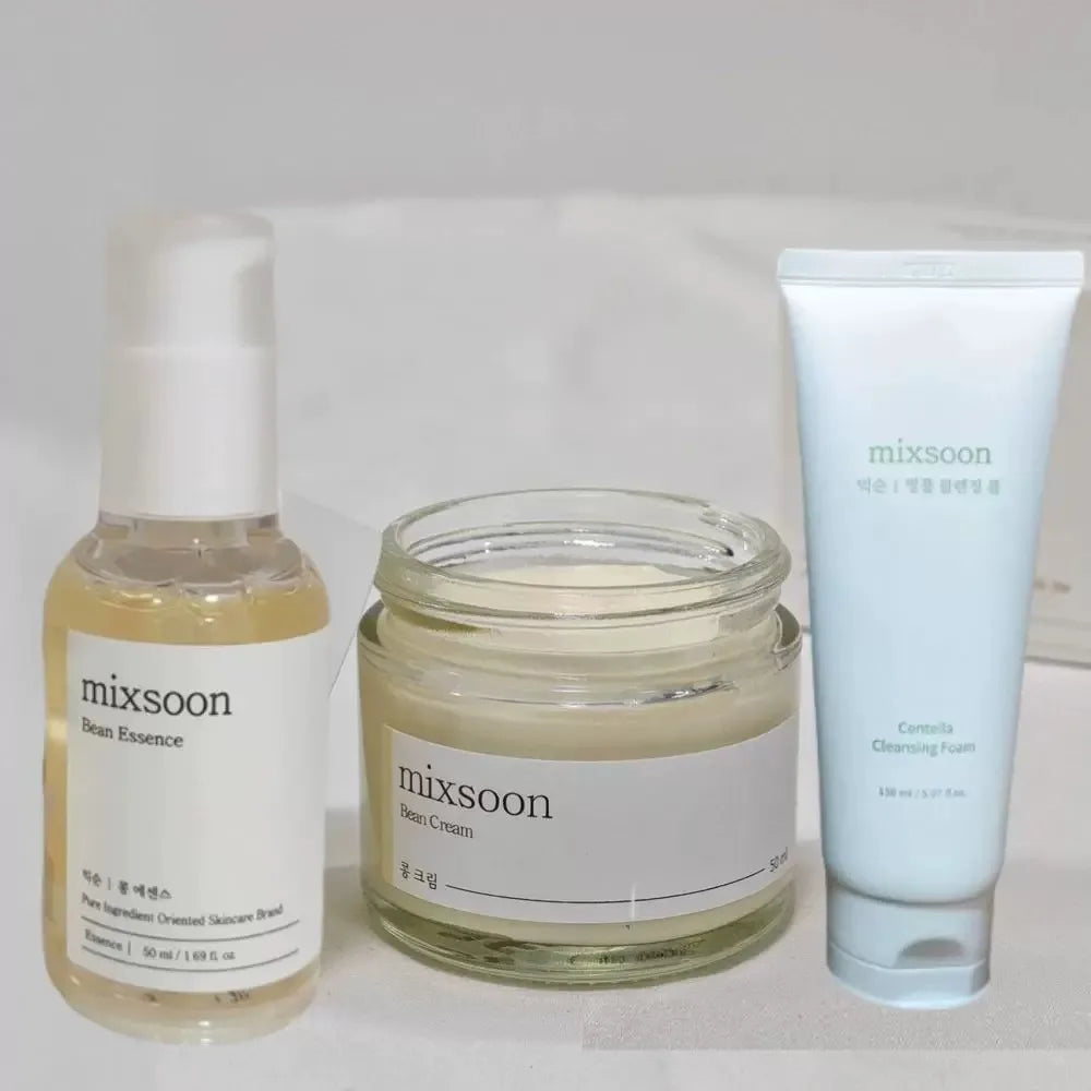 Korean Mixsoon Bean Skincare Set Hydrating Cream SPF50 Sunscreen Cleanser Serum Brightening Nourishing & Smoothing Skin