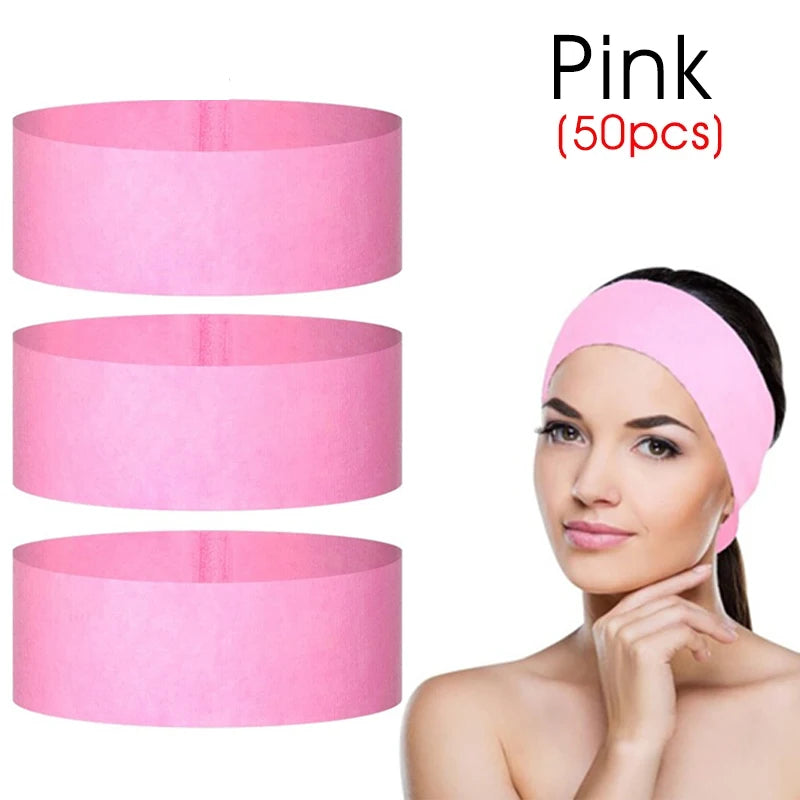 100/50/10 uds. diademas faciales desechables elásticas de tela no tejida, banda para el cabello suave para el cuidado de la piel, para mujeres, salón de belleza y esteticistas