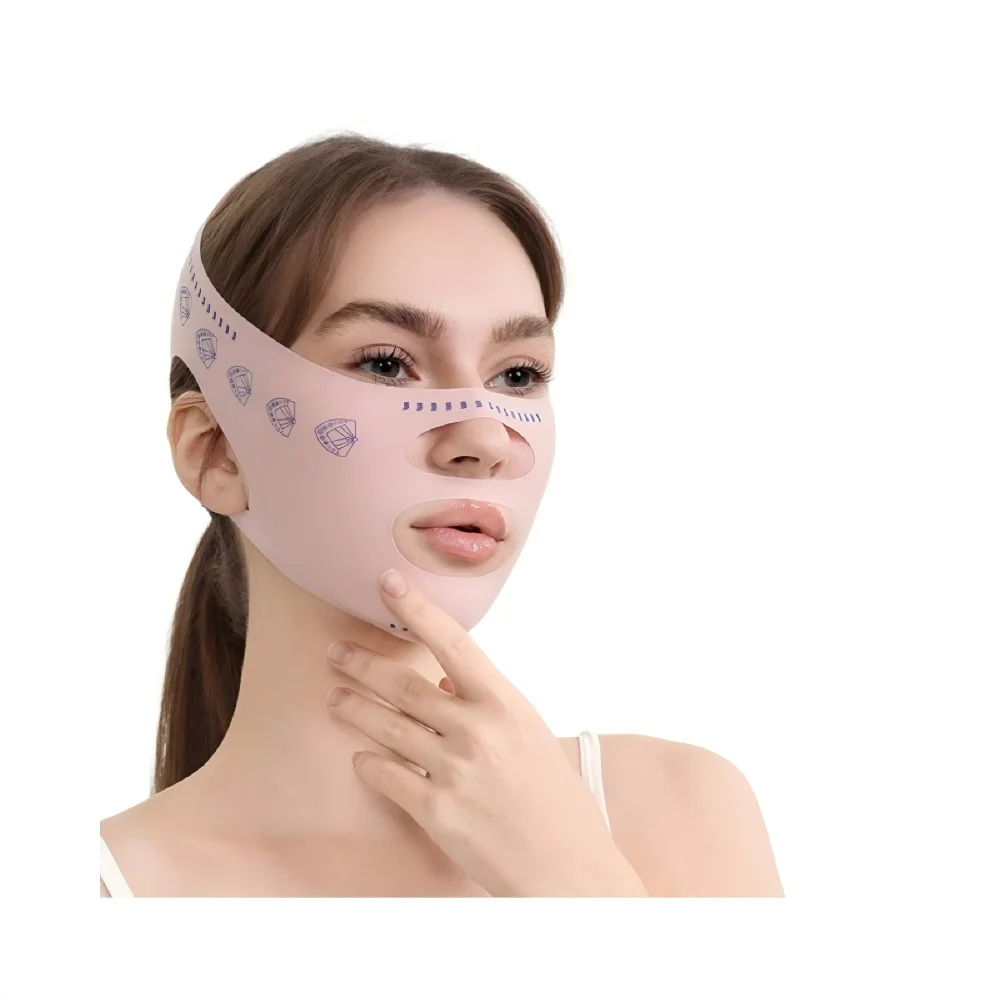 1 unidad Banda adelgazante para mentón y mejillas, moldeador en V, máscara de estiramiento facial, correa antiarrugas, máscara para dormir, belleza y salud