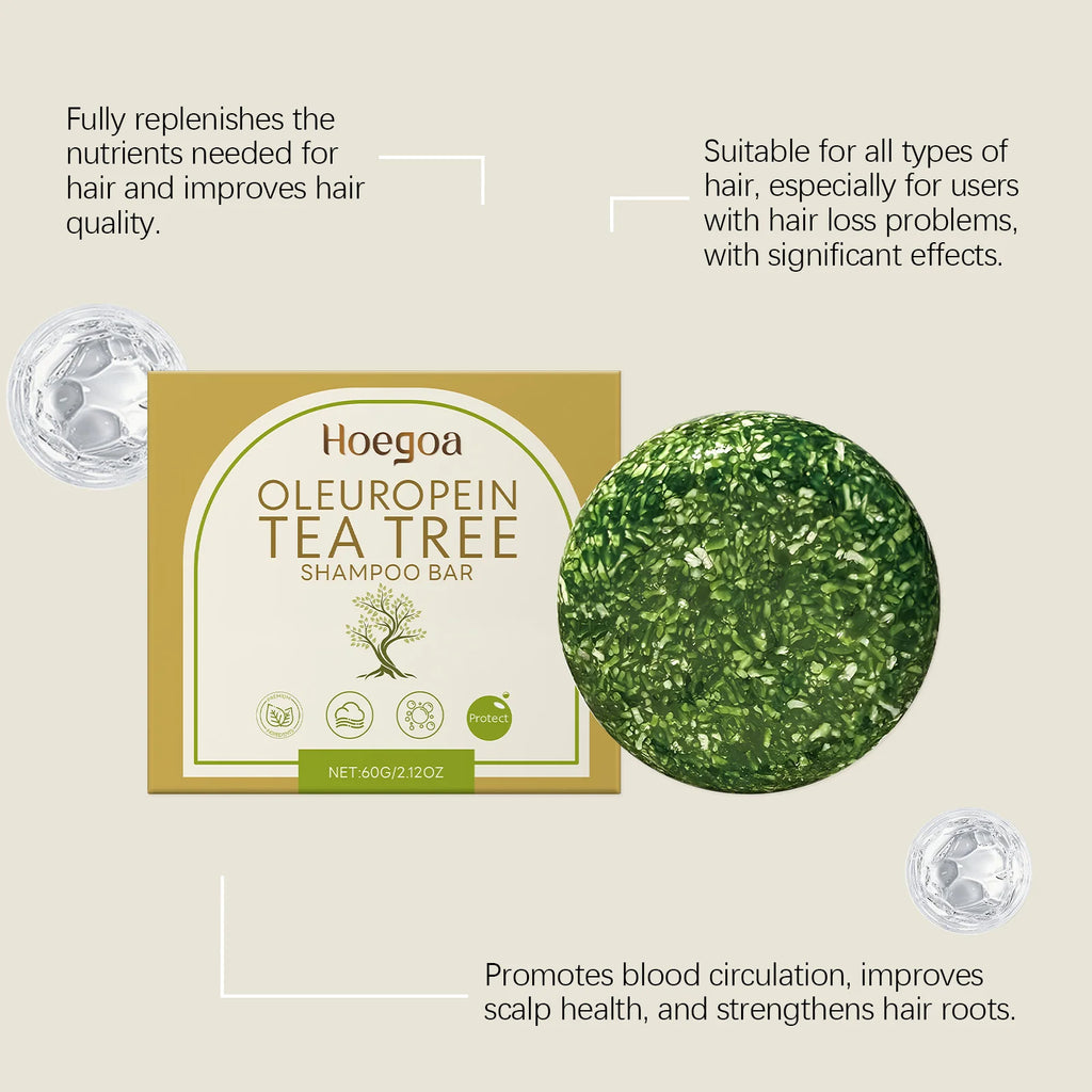 Tea Tree Shampoo Bar Dandruff Removal Oil Control Scalp Cleansing Damaged Hair Repair Natural Herbal Solid Hair Soap 60g