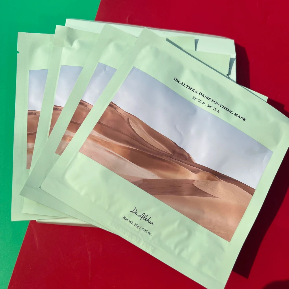 Mascarilla facial coreana vegana calmante Dr. Althea Oasis con extracto de Rosa de Jericó, hidratante, reparadora de rojeces y de la barrera cutánea para piel sensible