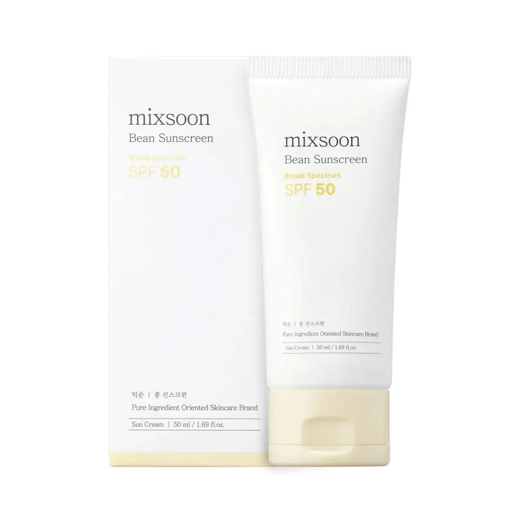 مجموعة العناية بالبشرة الكورية "ميكسون" بخلاصة الفاصوليا: كريم مرطب، واقي شمس SPF50، منظف، وسيروم - لتفتيح البشرة، تغذيتها، وتنعيمها.