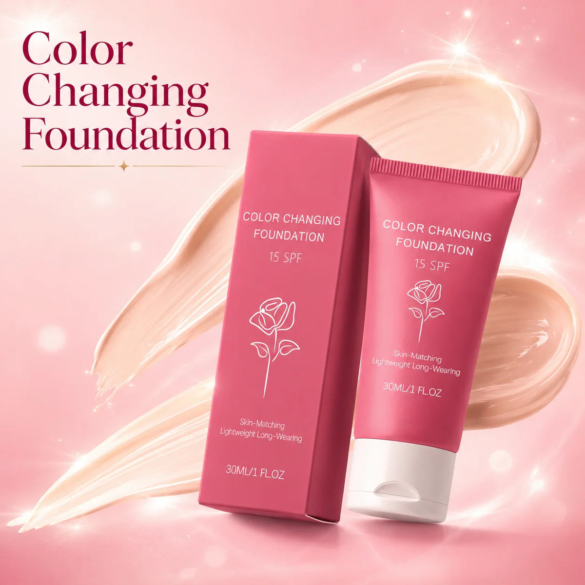 Fond de Teint K-Beauty 💧 — Teinte Adaptive Automatique, Couvrance Naturelle & SPF15 30g