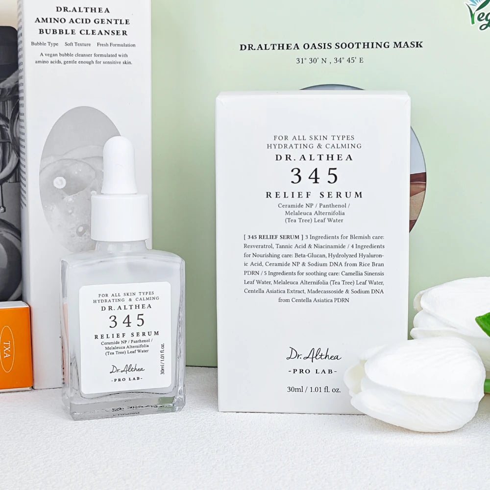 DR ALTHEA 345 Relief Serum 30ml Sérum calmante para piel sensible, imperfecciones, rojeces, árbol de té, ceramida, esencia hidratante no pegajosa