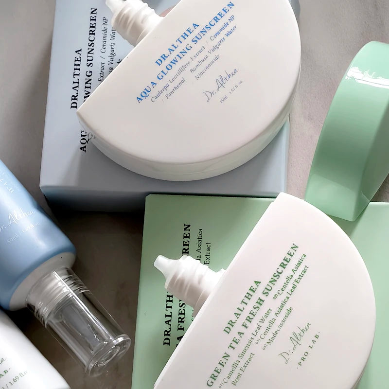 Dr. Althea Brand Latest Style Sunscreen, Green Tea Aqua & 345 147 Face Cream, Moisturizing Vitamin C Essence, Skin Care Products