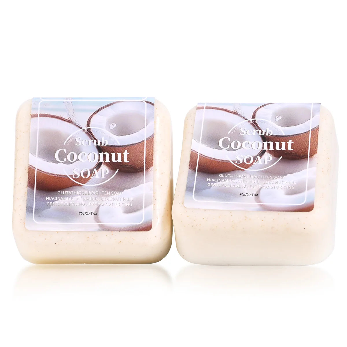 Jabón artesanal exfoliante de coco con glutatión, limpieza profunda e hidratante, jabón de baño con aceites esenciales de plantas, jabón portátil