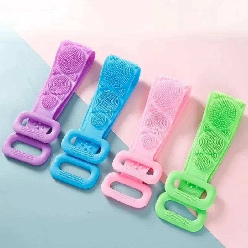 Cepillo Exfoliante de Silicona para Espalda y Cuerpo 🛁 — Doble Cara Masaje y Exfoliación, 60cm | 4 Colores