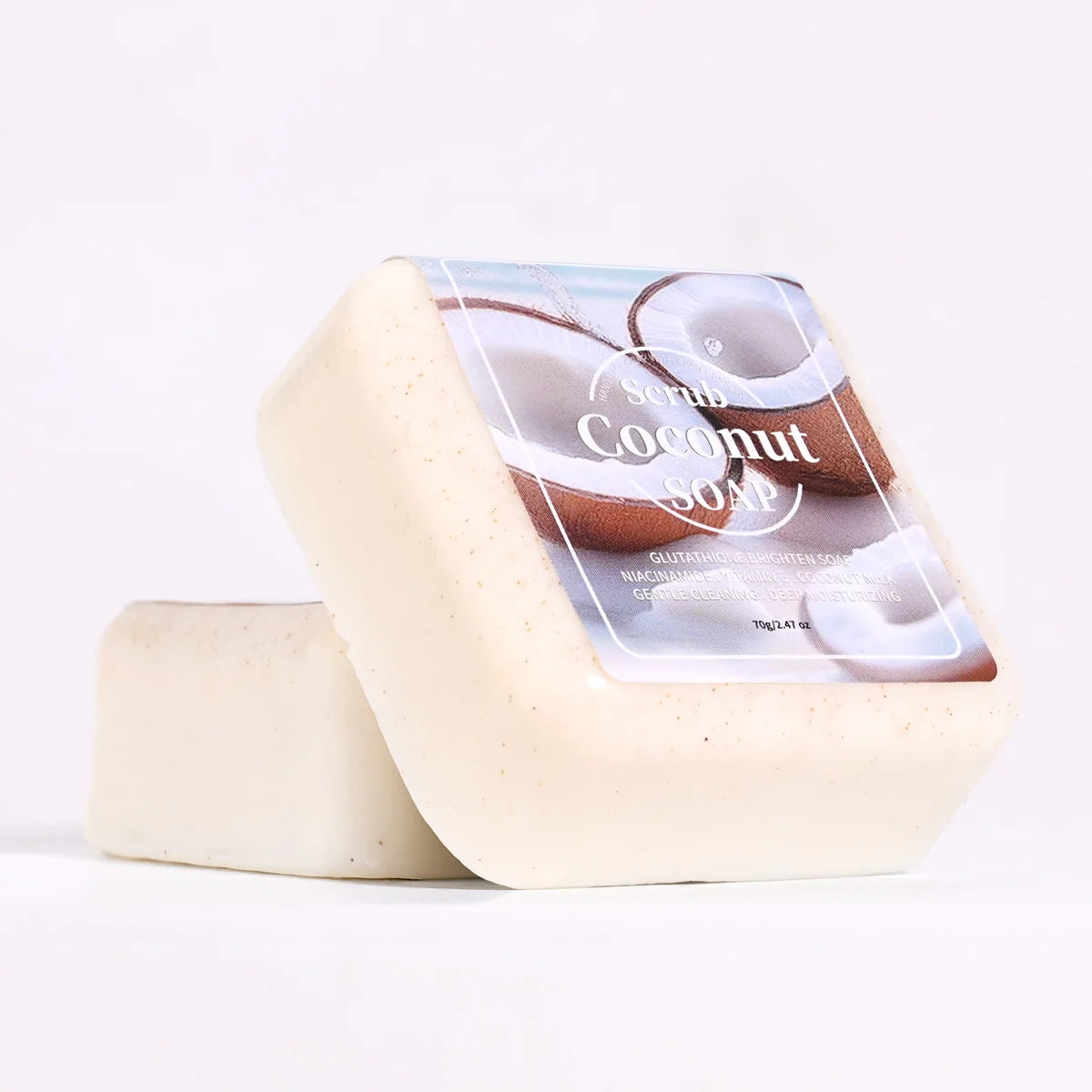 Jabón artesanal exfoliante de coco con glutatión, limpieza profunda e hidratante, jabón de baño con aceites esenciales de plantas, jabón portátil