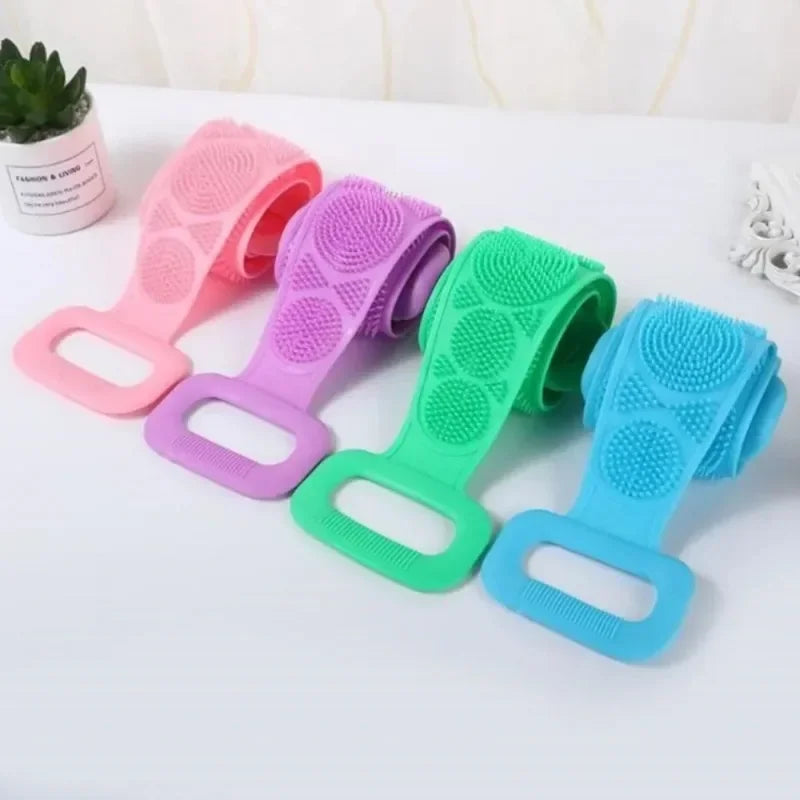 Brosse Gommante Silicone Dos & Corps 🛁 — Double Face Massage & Exfoliation, 60cm | 4 Coloris