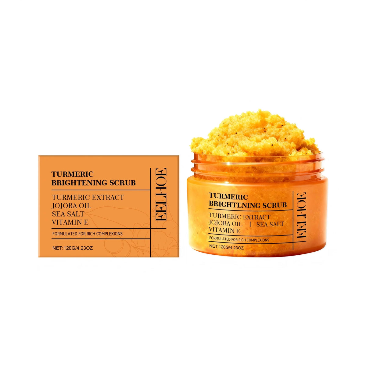 EELHOE Kurkuma-Peeling zur Hautaufhellung, aufhellende Produkte, Ganzkörperreinigung, Entfernung abgestorbener Hautschüppchen, glättendes Meersalz-Peeling