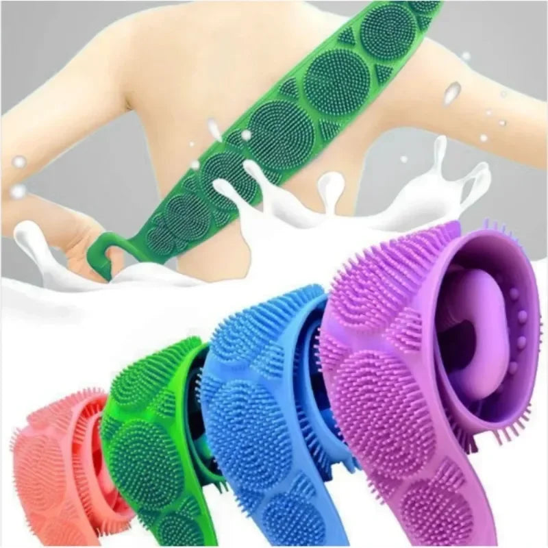 Cepillo Exfoliante de Silicona para Espalda y Cuerpo 🛁 — Doble Cara Masaje y Exfoliación, 60cm | 4 Colores