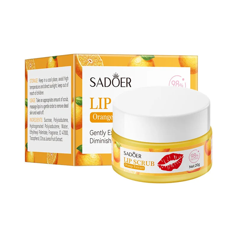 SADOER Erdbeer-Pfirsich Lippenpeeling zum Entfernen abgestorbener Hautschüppchen, Aufhellen dunkler Lippen & feuchtigkeitsspendender Lippenbalsam