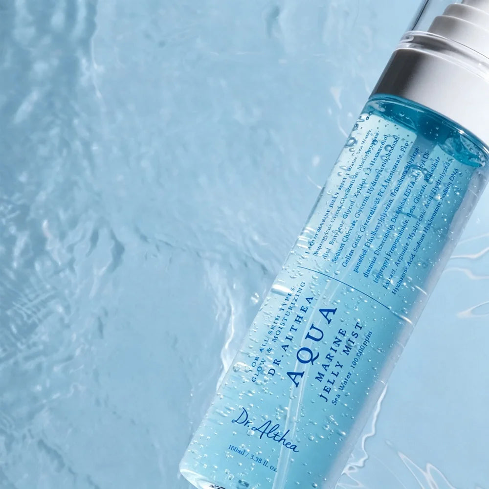 Set de cuidado facial Dr. Althea Korean Aqua Marine: suero hidratante, bruma y crema, con un 70% de agua de bambú, hidratación profunda y calmante para la piel.
