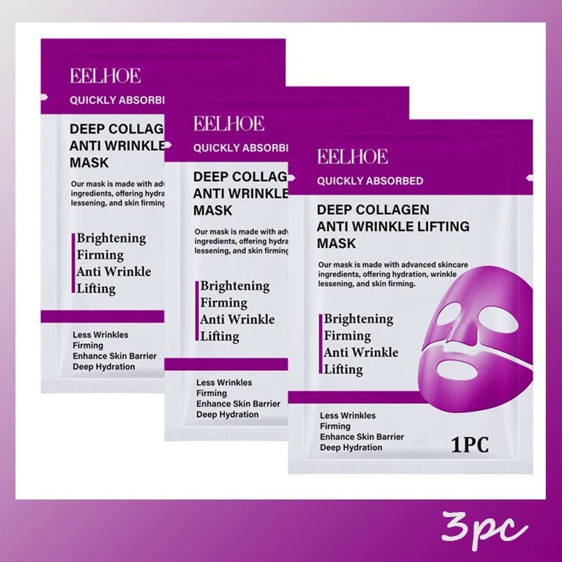 eelhoe Collagen Face Mask 🌟 — Anti-Wrinkle, Radiance, Hyaluronic Acid & Niacinamide | 1 or 3 pcs