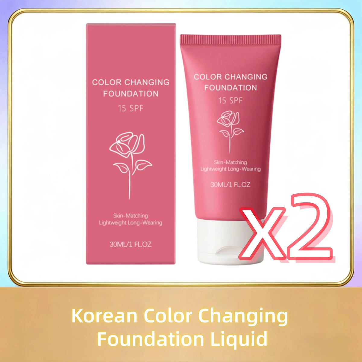 Fond de Teint K-Beauty 💧 — Teinte Adaptive Automatique, Couvrance Naturelle & SPF15 30g