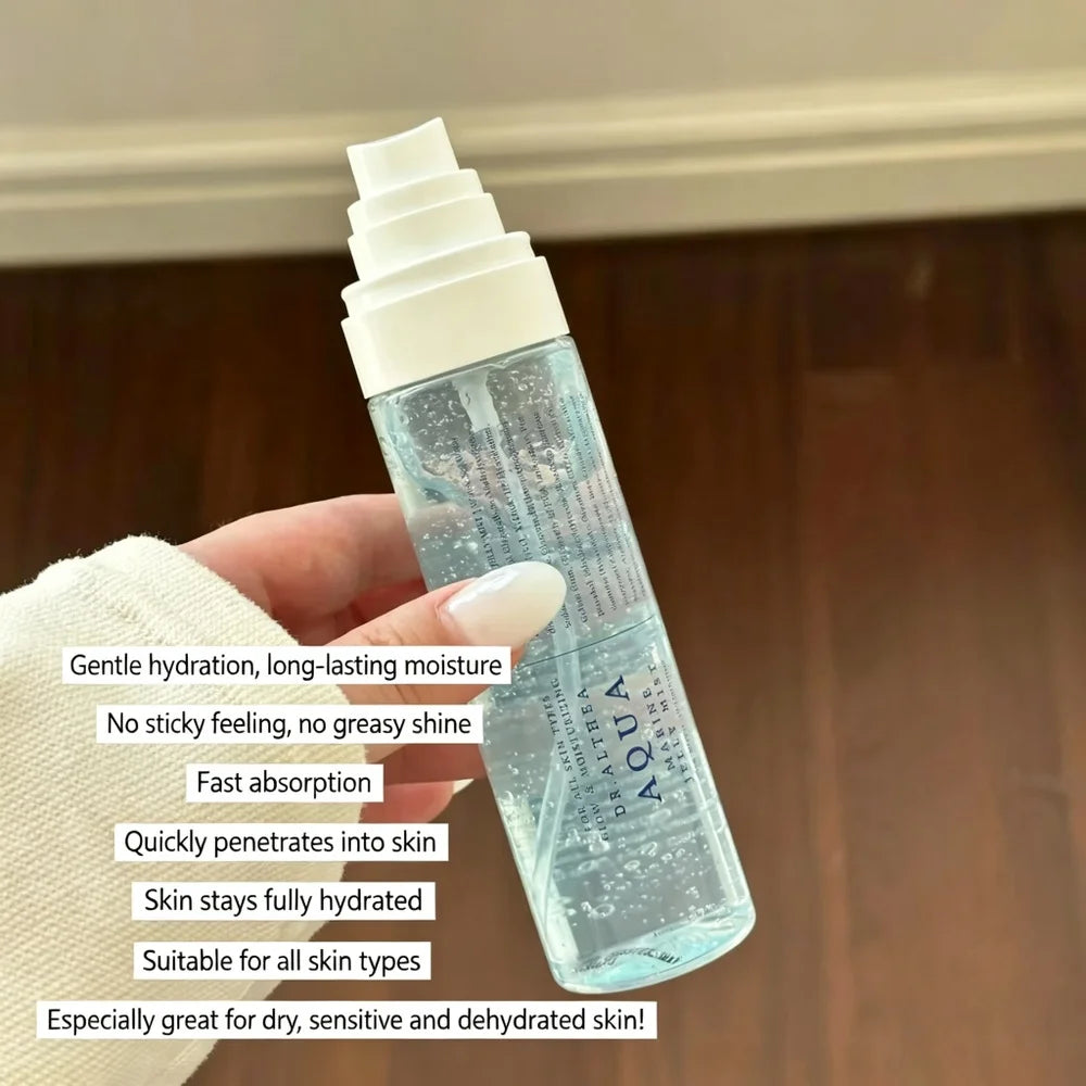 Dr. Althea Aqua Marine Jelly Mist Bruma facial hidratante, spray fijador, cuidado de la piel coreano, hidratante, piel sensible, vegano, brillo intenso