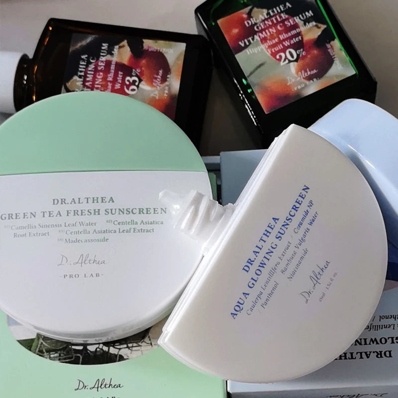 Dr.Althea 🍵 Green Tea Sunscreen, Creams 345 & 147, Vitamin C & PDRN — Protect, Nourish & Brighten