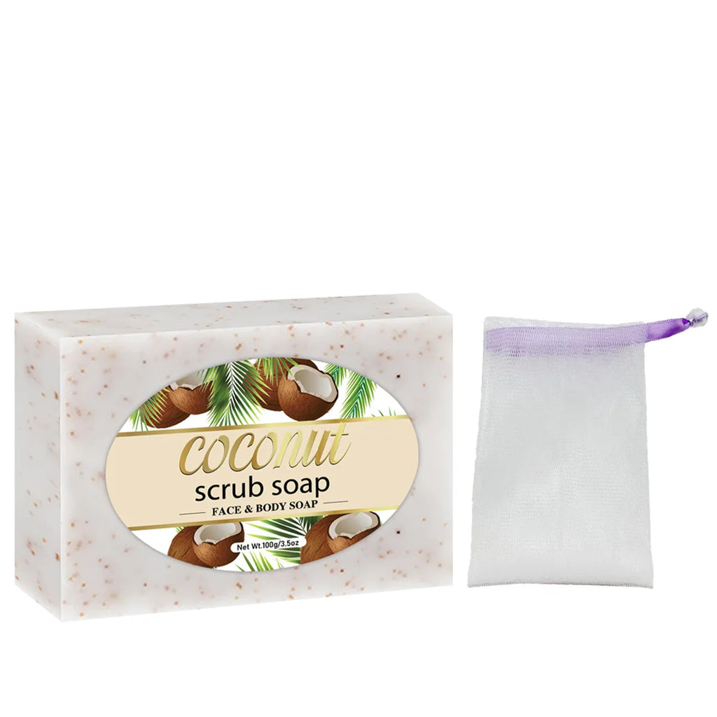 Savon exfoliant artisanal au coco, nettoyant pour le visage et le corps, savon hydratant longue durée, élimine les peaux mortes
