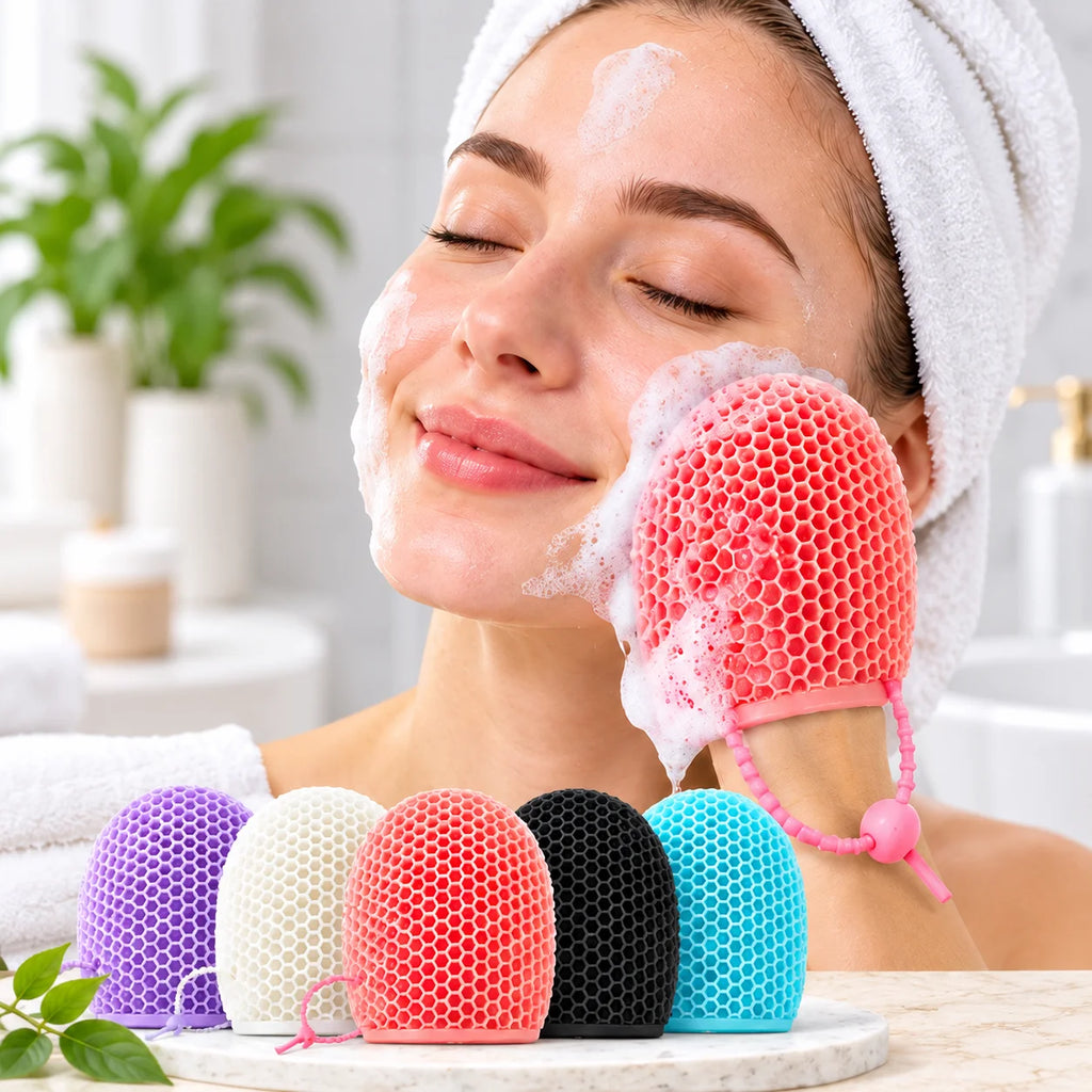 Guantes de baño exfoliantes tipo panal, cepillo corporal para ducha, herramienta para el cuidado de la piel transpirable y sin olor, multicolor