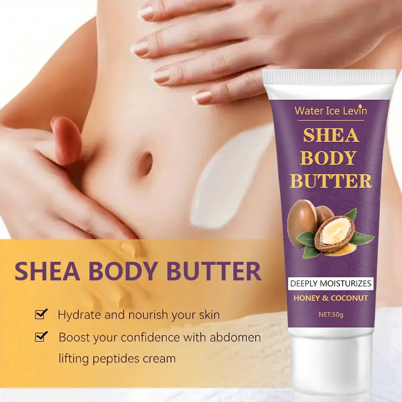 Shea-Butter-Körpercreme, 24-Stunden-Feuchtigkeitspflege, macht die Haut weicher und elastischer, strafft die Haut, nährende Körpermassage, geeignet für trockene, rissige, hellbeige Haut