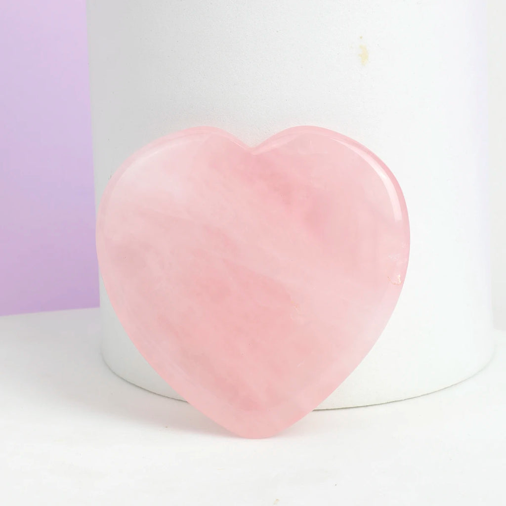 Gua Sha Corazón de Cuarzo Rosa 💕 — Cristal Natural, Tratamiento Facial Lifting y Drenante | 6 cm | Regalo Ideal