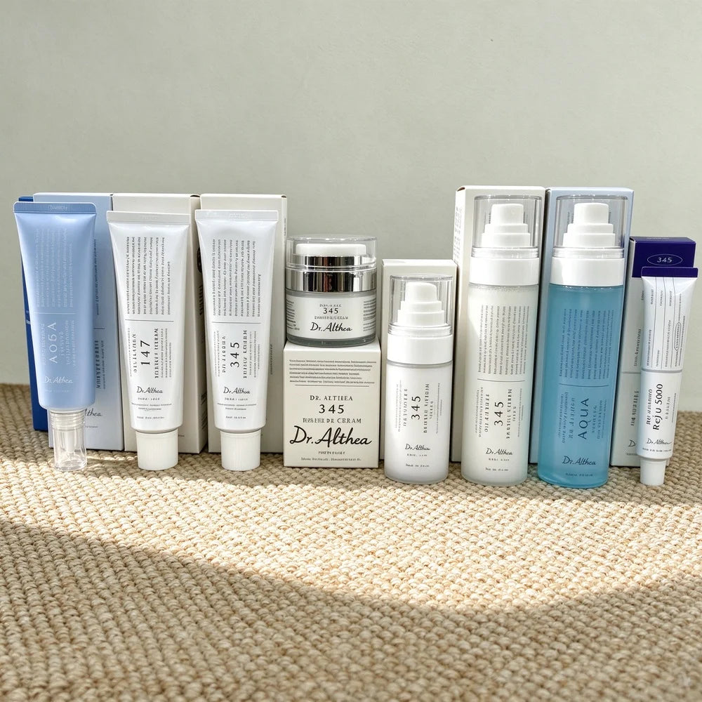 Kit de rutina de cuidado de la piel coreana DrAlthea: limpiador, aceite limpiador, crema facial, bruma, hidratante, calmante, iluminador, reparador, piel sensible