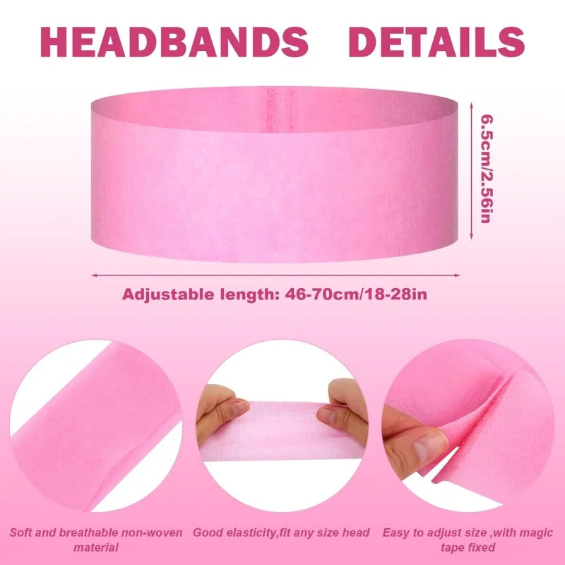 100/50/10pcs Disposable Facial Headbands Stretch Non-Woven Headband Soft Skin Care Hair Band for Women Salon Esthetician Supplies