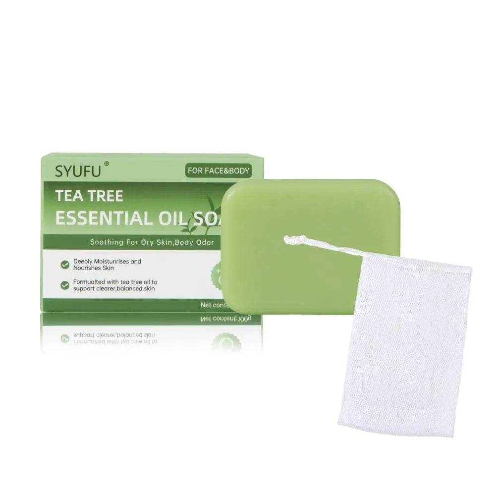 Pain de savon exfoliant doux, savons naturels pour le corps et les pieds, savon à l'huile essentielle d'arbre à thé vert pour hommes et femmes, soin de la peau nettoyant en profondeur