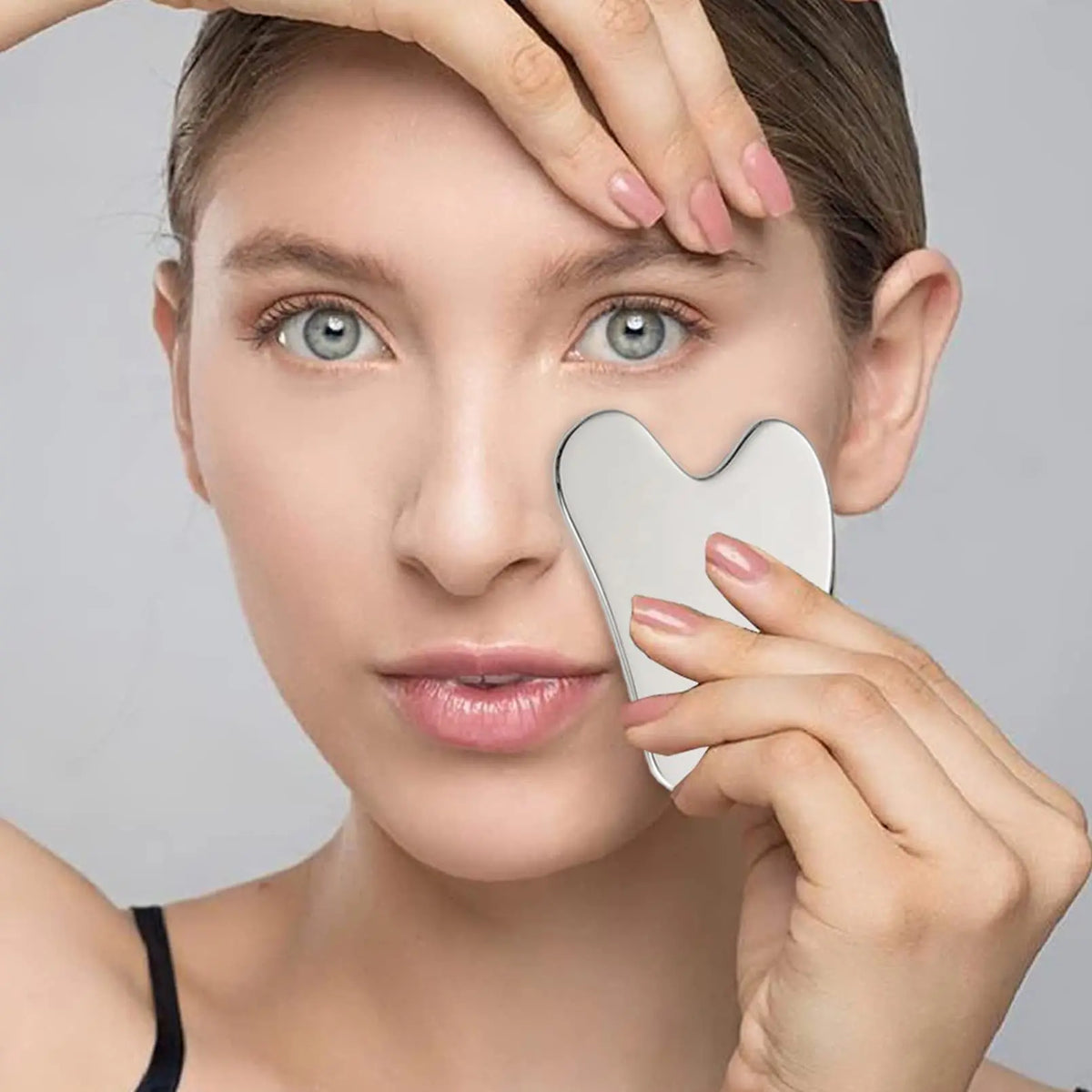 Juego de rodillo facial y Gua Sha de acero inoxidable 304, herramientas faciales para rostro y cuerpo, drenaje linfático, tensión facial, duradero