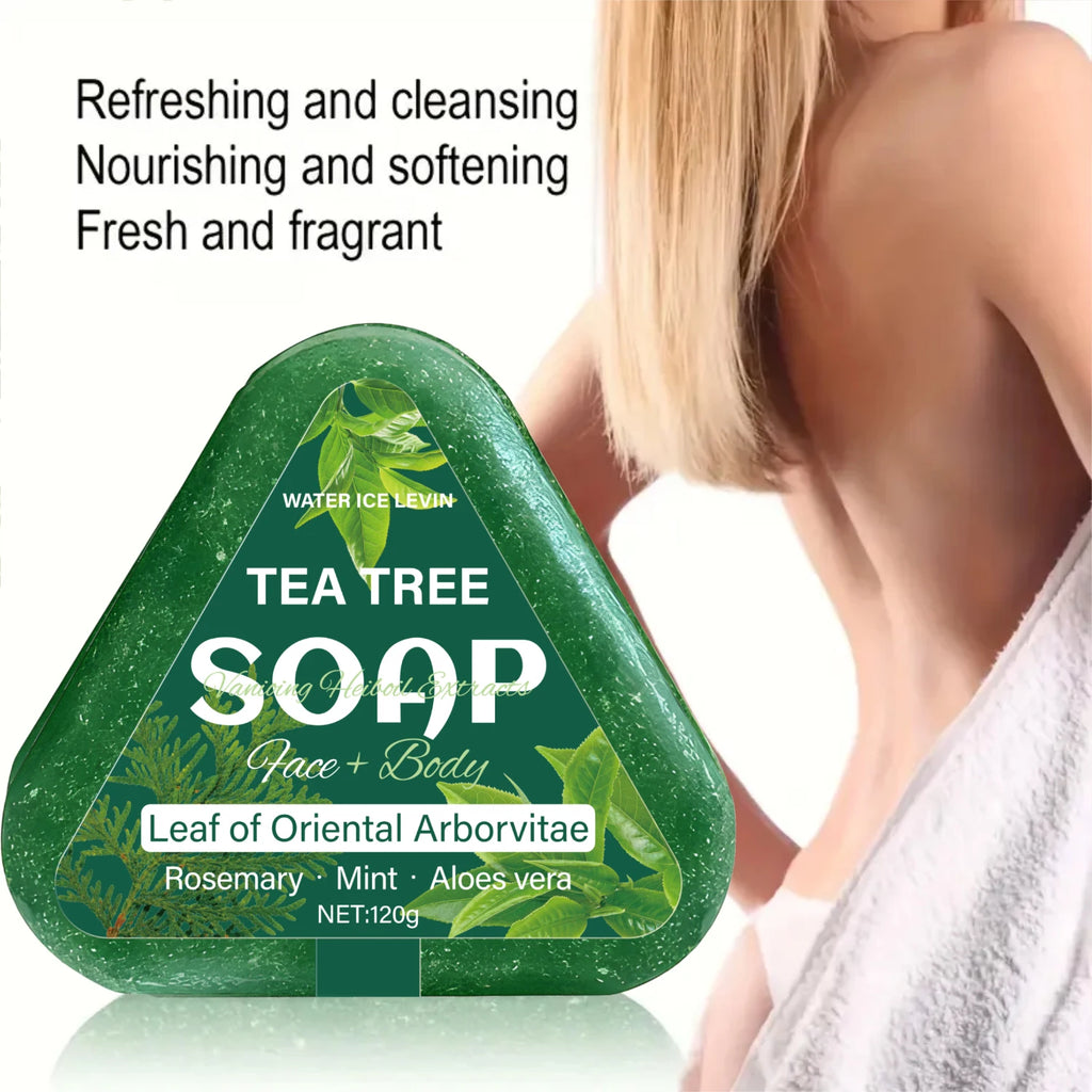 🌿 Savon Tea Tree Multi-Usage Visage, Corps & Cheveux — Romarin, Menthe, Aloe & Arborvitae | Hydratant Naturel