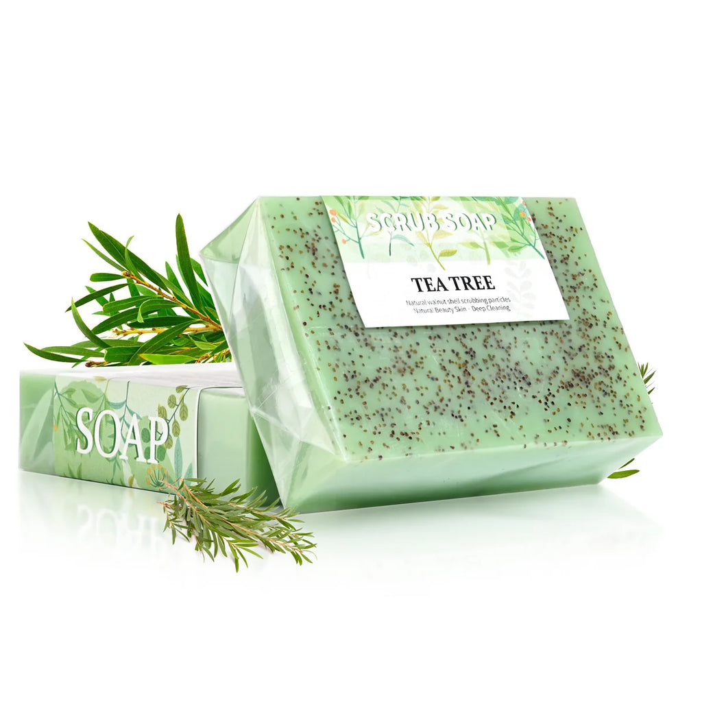 Jabón de burbujas artesanal natural de aceite de árbol de té, crema blanqueadora exfoliante y antiacné, el más vendido, M+100G