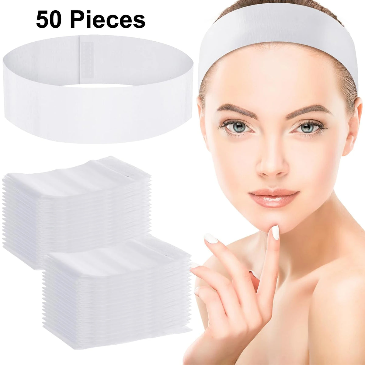 🌸 Bandeaux Jetables pour le Visage – Soins, Maquillage & Spa | 50, 100 ou 200 pcs
