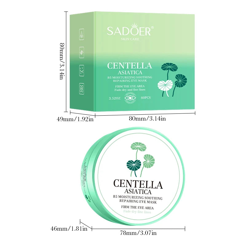 80 unidades SADOER Centella Crystal Collagen Eye Mask Antiarrugas, antiojeras, elimina bolsas de ojos, parches hidratantes para ojos