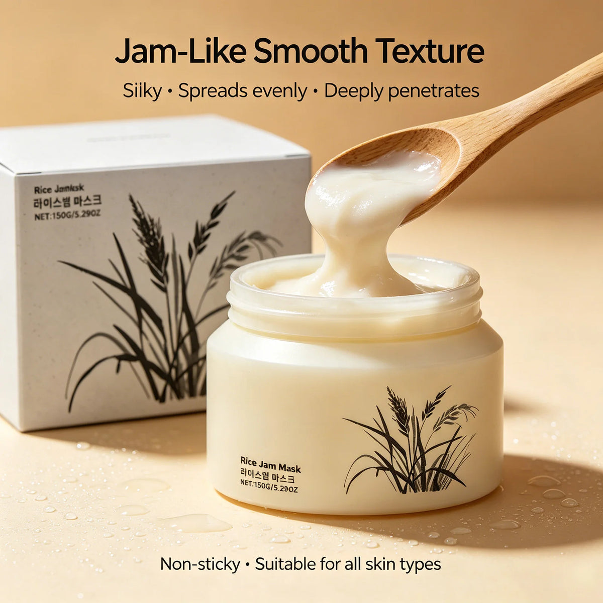 Mascarilla Facial de Arroz K-Beauty 🌾 — Limpieza Profunda, Hidratación y Tez Luminosa 150g