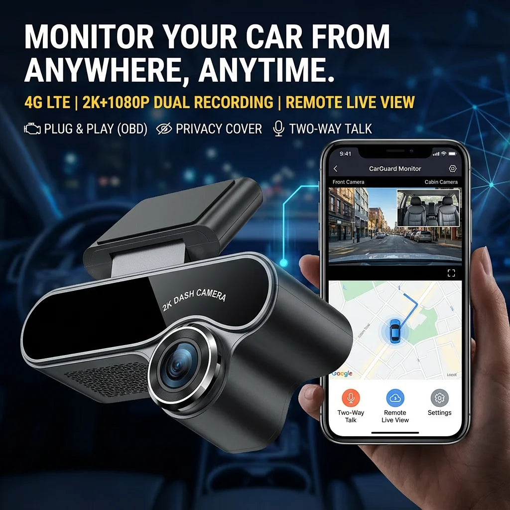 Dashcam 4G avec GPS et double caméra avant et habitacle 🚗