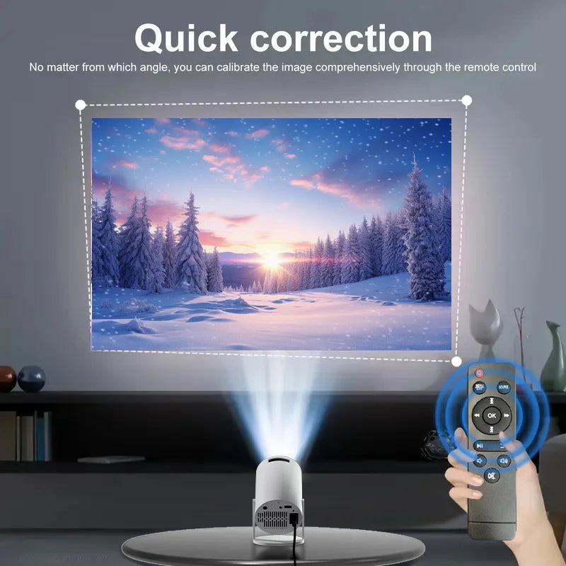 Mini Projecteur 1080P Natif avec Décodage 4K et Projection à Courte Focale, supportant une Rotation à 270° et compatible avec Ordinateurs Portables, Smart