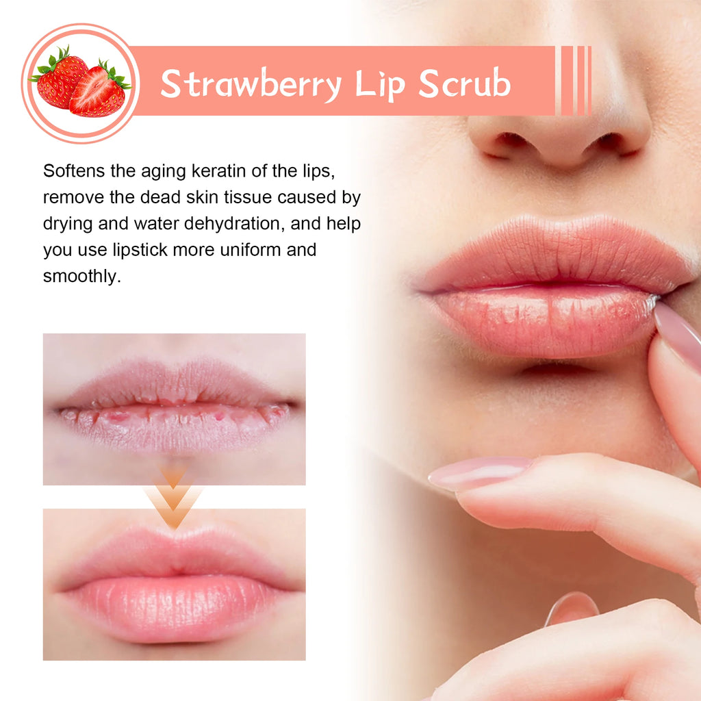Fruit Strawberry Orange Honey Lip Scrub, Brightening Lip Color, Exfoliating, Deep Cleaning, Removing Dead Skin, Moisturizing Lip Care