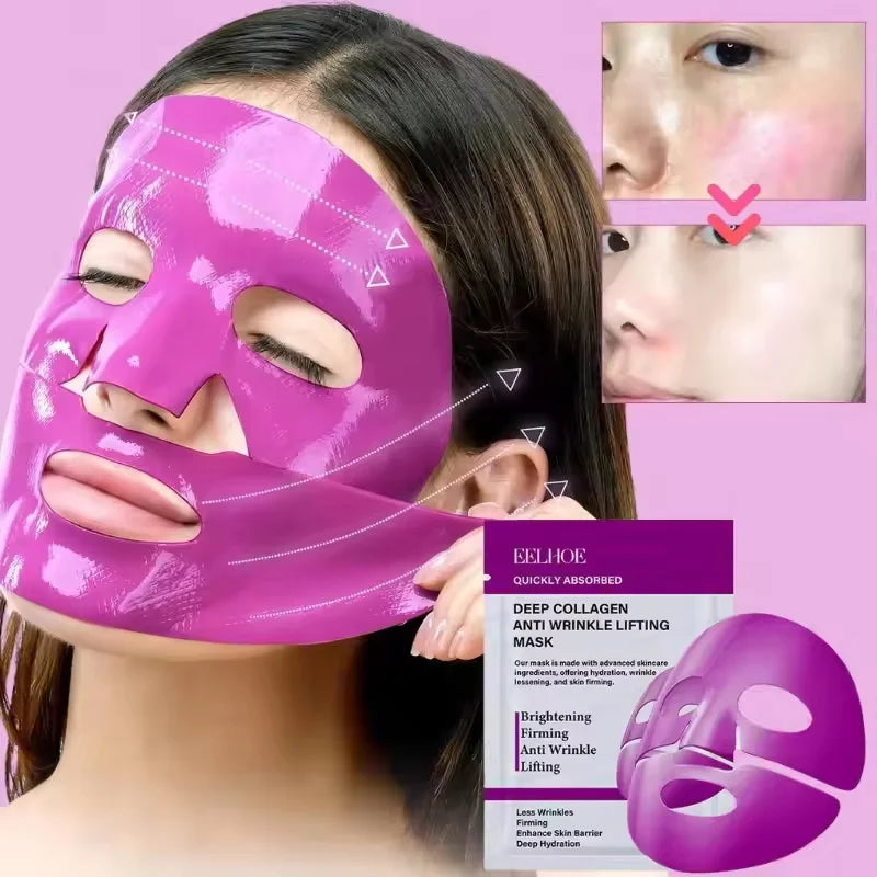 eelhoe Collagen Face Mask 🌟 — Anti-Wrinkle, Radiance, Hyaluronic Acid & Niacinamide | 1 or 3 pcs