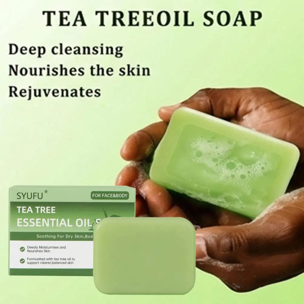 Gentle Exfoliating Bar Soap Natural Foot & Body Soaps Green Tea Tree Essential Oil Soap For Men Women Deep Cleaning Skincare