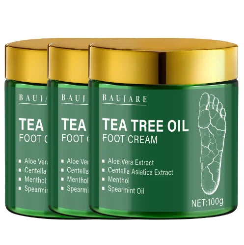 Teebaumöl-Fußcreme mit Aloe & Menthol – Spendet Feuchtigkeit & macht die Haut geschmeidig mit Hyaluronsäure & Retinol