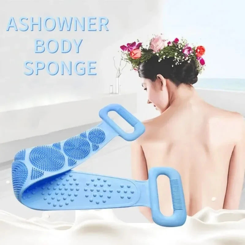 Brosse Gommante Silicone Dos & Corps 🛁 — Double Face Massage & Exfoliation, 60cm | 4 Coloris