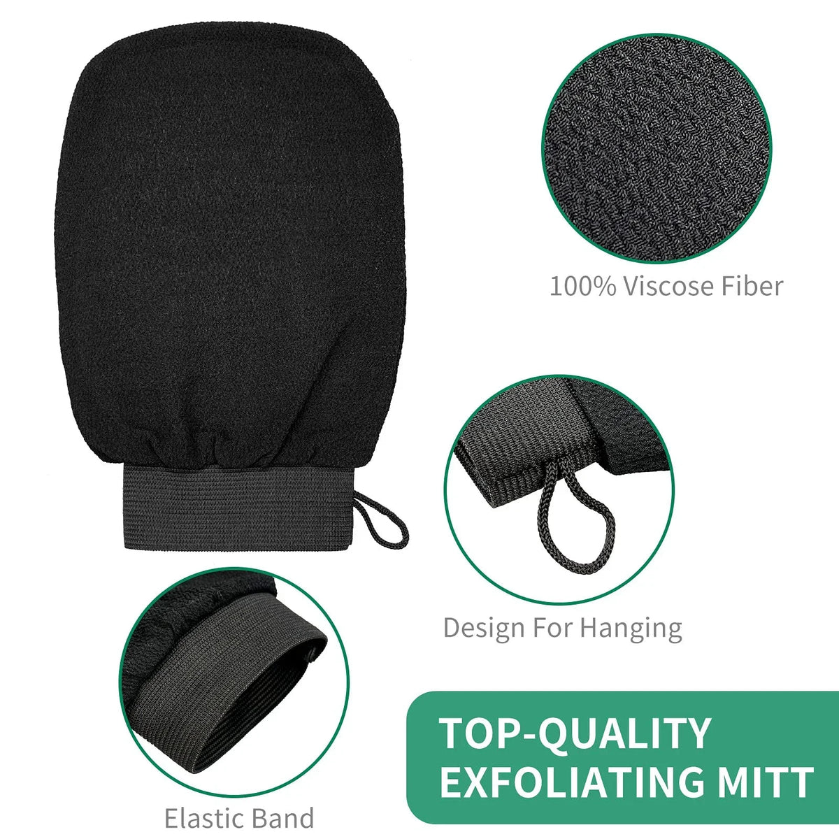 1 unidad de guante exfoliante profundo - Guante de fibra 100% viscosa para limpiar la piel y eliminar la piel muerta y la suciedad