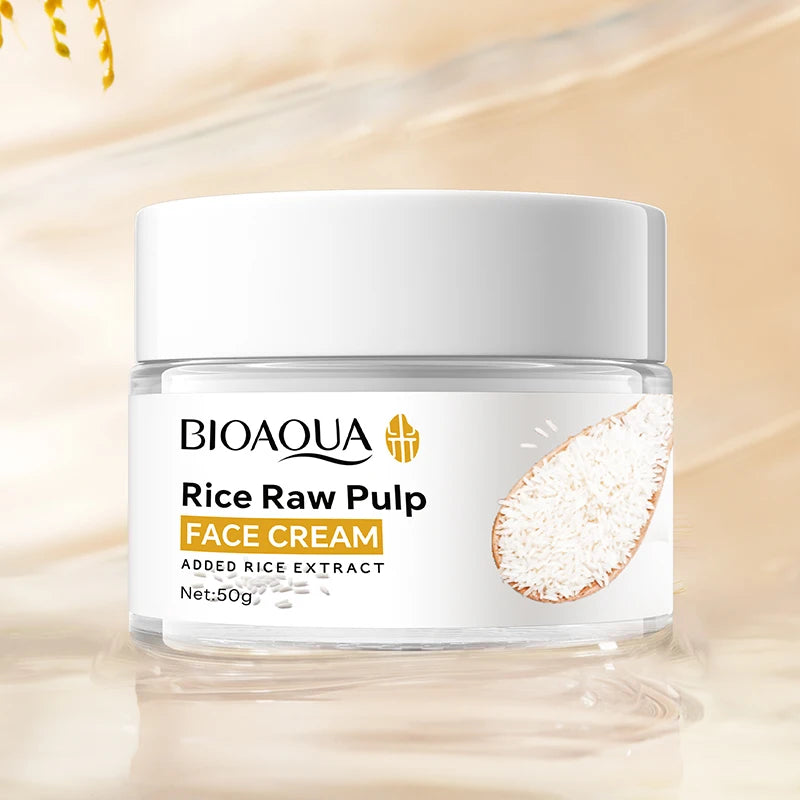 Crema Facial Pureza de Arroz BIOAOUA 🌾 — Hidratación Intensa, Luminosidad y Cuidado K-Beauty 50g
