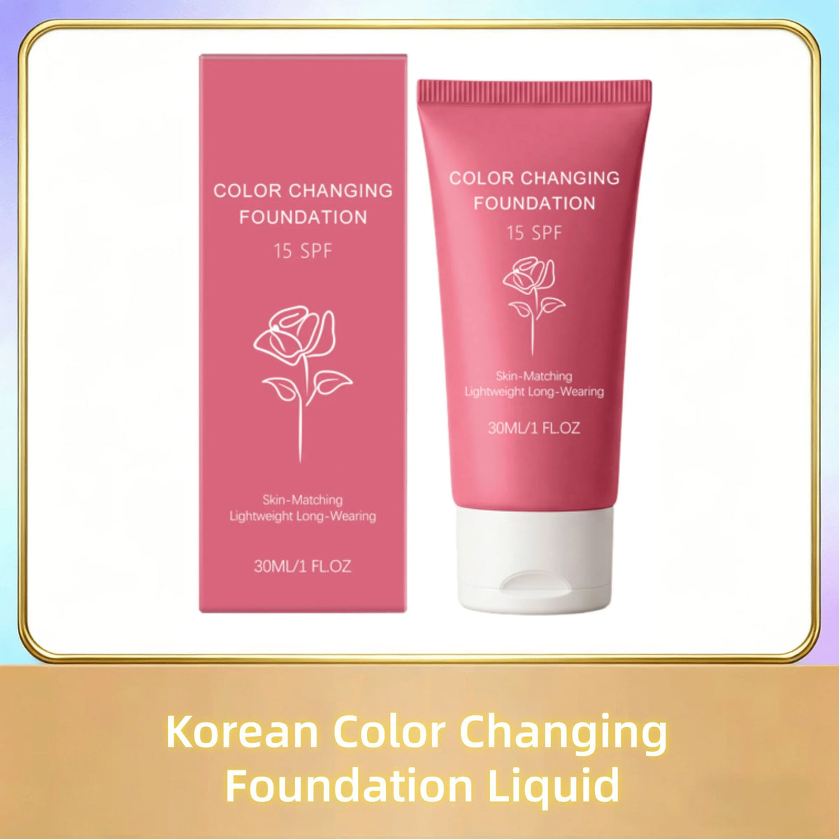 Fond de Teint K-Beauty 💧 — Teinte Adaptive Automatique, Couvrance Naturelle & SPF15 30g