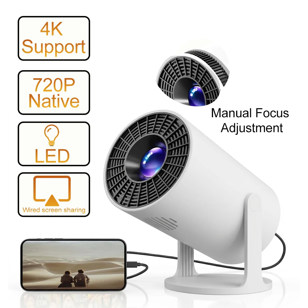 Mini Projecteur 1080P Natif avec Décodage 4K et Projection à Courte Focale, supportant une Rotation à 270° et compatible avec Ordinateurs Portables, Smart