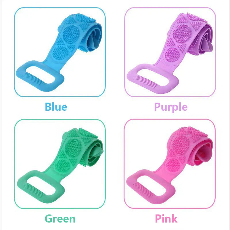 Brosse Gommante Silicone Dos & Corps 🛁 — Double Face Massage & Exfoliation, 60cm | 4 Coloris