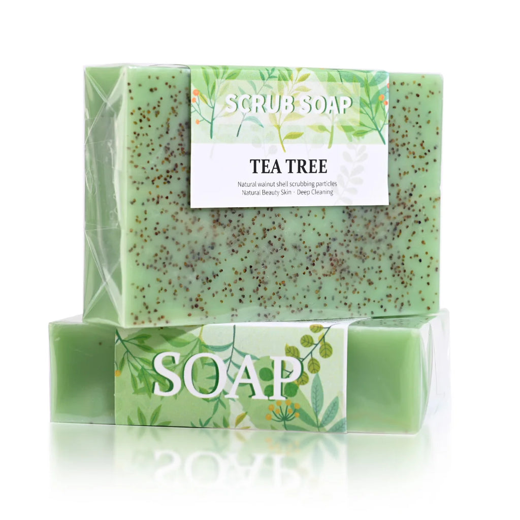 Jabón de burbujas artesanal natural de aceite de árbol de té, crema blanqueadora exfoliante y antiacné, el más vendido, M+100G